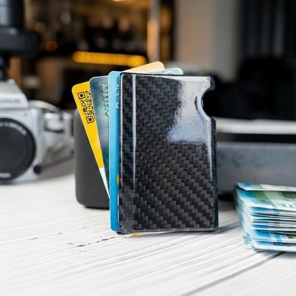 Carbon Fiber Card Holder and Money Clip Push