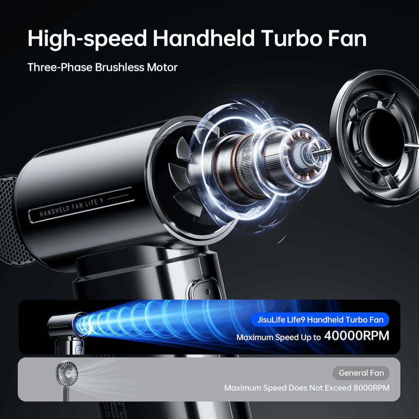Jisulife Handheld Fan Life9 - Chrome Limited Edition